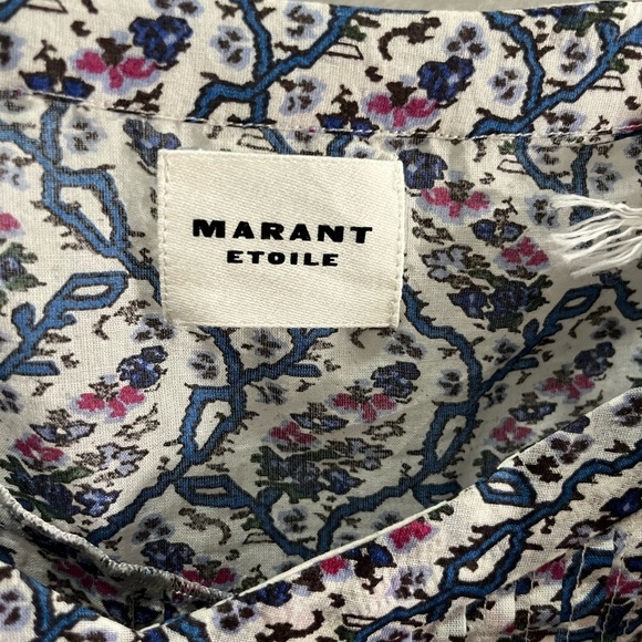 NWT ISABEL MARANT Etoile Madrana Print Flutter Sleeve Blouse Top - Blue White 4 - Picture 4 of 7
